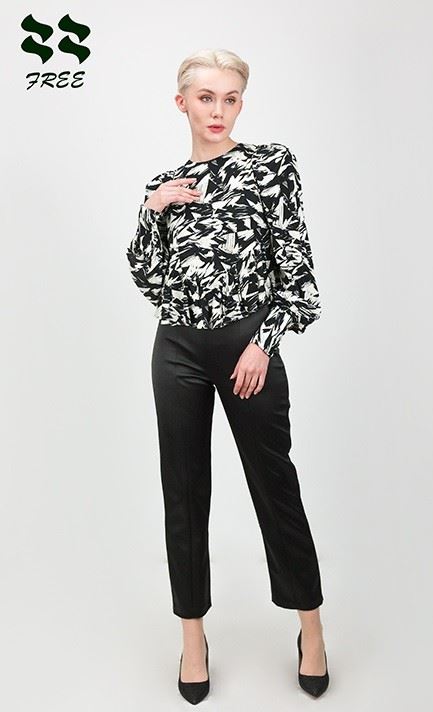 Elegant Long Sleeve Printing Blouse
