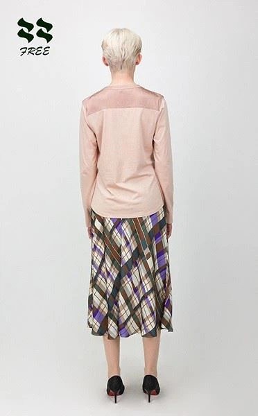 Woven Check Print Bias Cut Midi Skirt Supplier